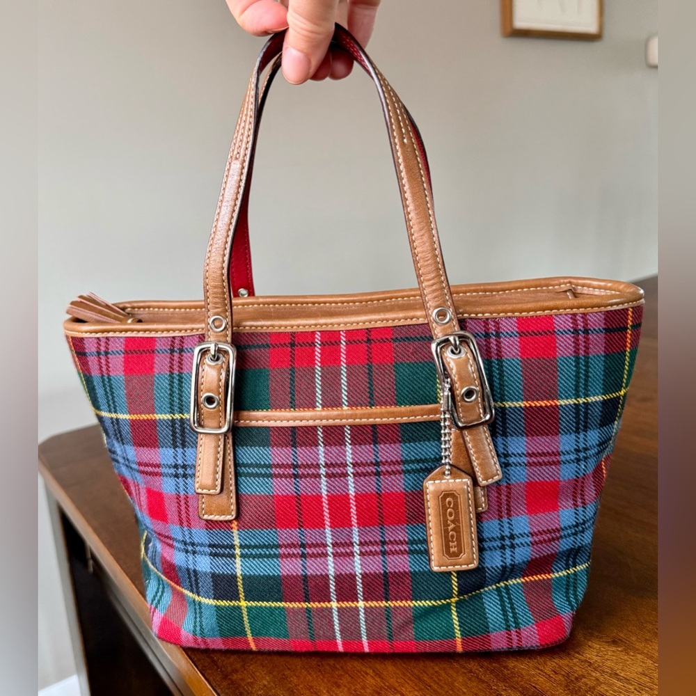 Vintage Coach Wool Tartan Plaid Mini Tote Bag  Y2K 2003 - Picture 4 of 15